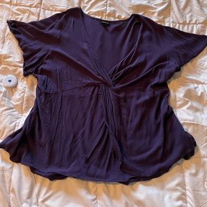 Torrid Purple Short Sleeved V-Neck Twist Front Top Size 3X